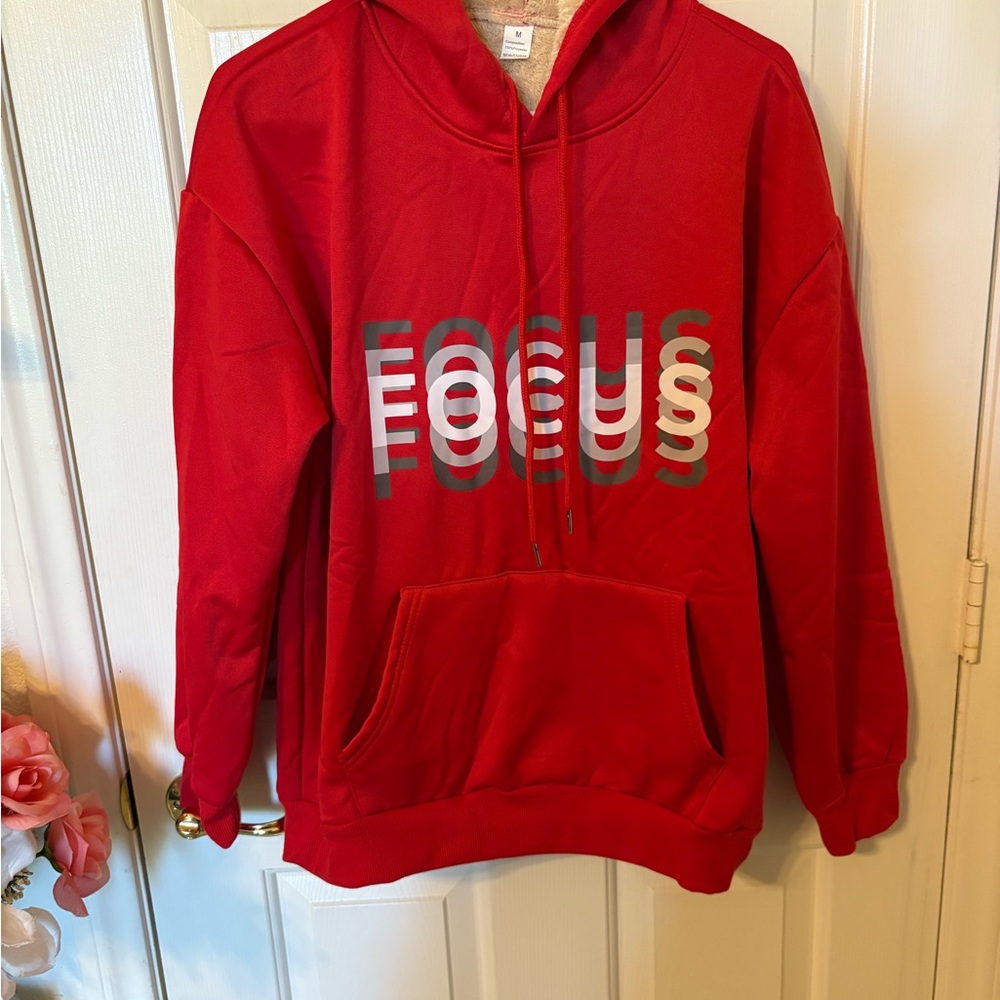 Red 'Focus' Graphic Hoodie